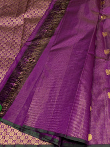 Classic Berry Plum Vaira Oosi Checks 2gm Zari Elegance Kanchipuram Handloom Silk Saree SS17173
