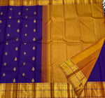 Load image into Gallery viewer, Classic  Violet &amp; Apricot Orange 1gm Zari Elegance Kanchipuram Handloom Silk Saree SS17314
