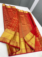 Load image into Gallery viewer, Classic Chilly Red 2gm Zari Bridal Elegance Kanchipuram Handloom Silk Saree SS17406
