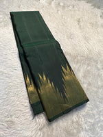 Load image into Gallery viewer, Classic Dark Pine Green Temple Border Elegance Kanchipuram Handloom Silk Saree SS17488
