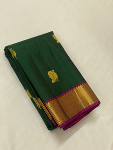 Classic Green & Wine Red 2gm Zari Bridal Elegance Kanchipuram Handloom Silk Saree SS17886