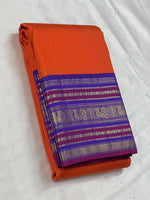 Load image into Gallery viewer, Classic Orange &amp; Robin Blue 2gm Zari Elegance Kanchipuram Handloom Silk Saree SS24612
