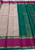 Load image into Gallery viewer, Pastel Cocoa Brown &amp; Timber Green Elegance Kanchipuram Handloom Silk Saree SS24611
