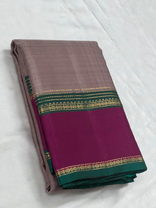 Pastel Cocoa Brown & Timber Green Elegance Kanchipuram Handloom Silk Saree SS24611