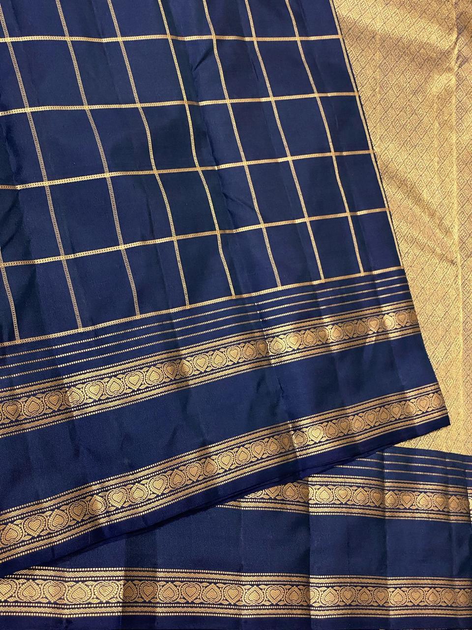 Classic Aegan Blue 2gm Zari Elegance Kanchipuram Handloom Silk Saree SS24608