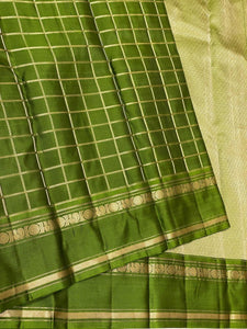 Classic Olive Green 2gm Zari Elegance Kanchipuram Handloom Silk Saree SS24609