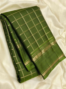 Classic Olive Green 2gm Zari Elegance Kanchipuram Handloom Silk Saree SS24609