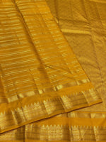 Load image into Gallery viewer, Classic Mustard 2gm Zari Beldari Elegance Kanchipuram Handloom Silk Saree SS24602
