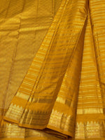 Load image into Gallery viewer, Classic Mustard 2gm Zari Beldari Elegance Kanchipuram Handloom Silk Saree SS24602
