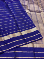 Load image into Gallery viewer, Classic Navy Blue 2gm Zari Beldari Elegance Kanchipuram Handloom Silk Saree SS24604
