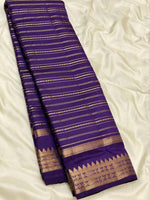 Load image into Gallery viewer, Classic Dark Purple 2gm Zari Beldari Elegance Kanchipuram Handloom Silk Saree SS24605
