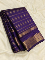 Load image into Gallery viewer, Classic Dark Purple 2gm Zari Beldari Elegance Kanchipuram Handloom Silk Saree SS24605
