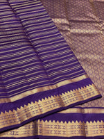 Load image into Gallery viewer, Classic Dark Purple 2gm Zari Beldari Elegance Kanchipuram Handloom Silk Saree SS24605
