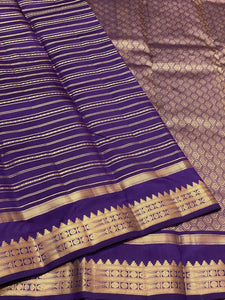 Classic Dark Purple 2gm Zari Beldari Elegance Kanchipuram Handloom Silk Saree SS24605