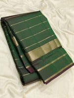 Load image into Gallery viewer, Classic Olive Green 2gm Zari Beldari Elegance Kanchipuram Handloom Silk Saree SS24606
