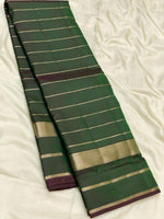 Load image into Gallery viewer, Classic Olive Green 2gm Zari Beldari Elegance Kanchipuram Handloom Silk Saree SS24606
