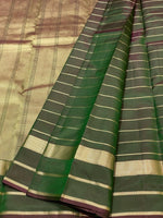 Load image into Gallery viewer, Classic Olive Green 2gm Zari Beldari Elegance Kanchipuram Handloom Silk Saree SS24606
