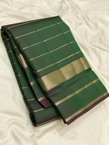 Classic Olive Green 2gm Zari Beldari Elegance Kanchipuram Handloom Silk Saree SS24606