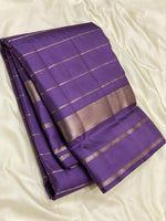 Load image into Gallery viewer, Classic French Violet 2gm Zari Beldari Elegance Kanchipuram Handloom Silk Saree SS24607
