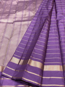 Classic French Violet 2gm Zari Beldari Elegance Kanchipuram Handloom Silk Saree SS24607