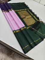 Load image into Gallery viewer, Classic Baby Pink &amp; Bottle Green 2gm Zari Vaira Oosi Elegance Kanchipuram Handloom Silk Saree SS24599
