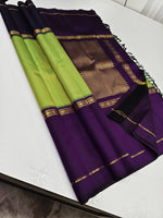 Load image into Gallery viewer, Classic Spring Green &amp; Berry Plum 2gm Zari Vaira Oosi Elegance Kanchipuram Handloom Silk Saree SS24600
