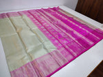 Load image into Gallery viewer, Shimmer Silver &amp; Fuchsia Pink 2gm Silver Zari Elegance Kanchipuram Handloom Silk Saree SS24598
