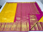 Load image into Gallery viewer, Classic Golden Yellow &amp; Deep Pink 2gm Silver Zari Elegance Kanchipuram Handloom Silk Saree SS24597
