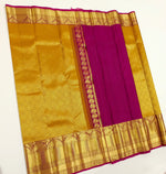 Load image into Gallery viewer, Classic Mustard Gold &amp; Rani Pink 2gm Zari Bridal Elegance Kanchipuram Handloom Silk Saree SS24595
