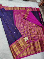 Load image into Gallery viewer, Classic Navy Blue &amp; Deep Pink 1gm Zari Elegance Kanchipuram Handloom Silk Saree SS24618
