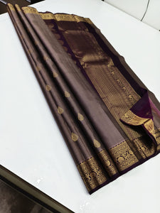 Classic Cocoa & Coffee Brown Elegance Kanchipuram Handloom Silk Saree SS24620