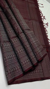 Classic Dark Mud Chocolate Elegance Handloom Soft Silk Saree SS24634