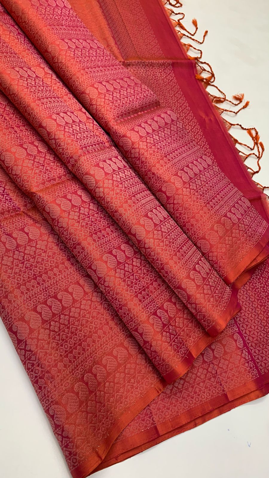 Classic Apricot Orange Elegance Handloom Soft Silk Saree SS24639