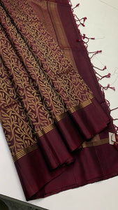 Classic Mahogany Red Elegance Handloom Soft Silk Saree SS24645