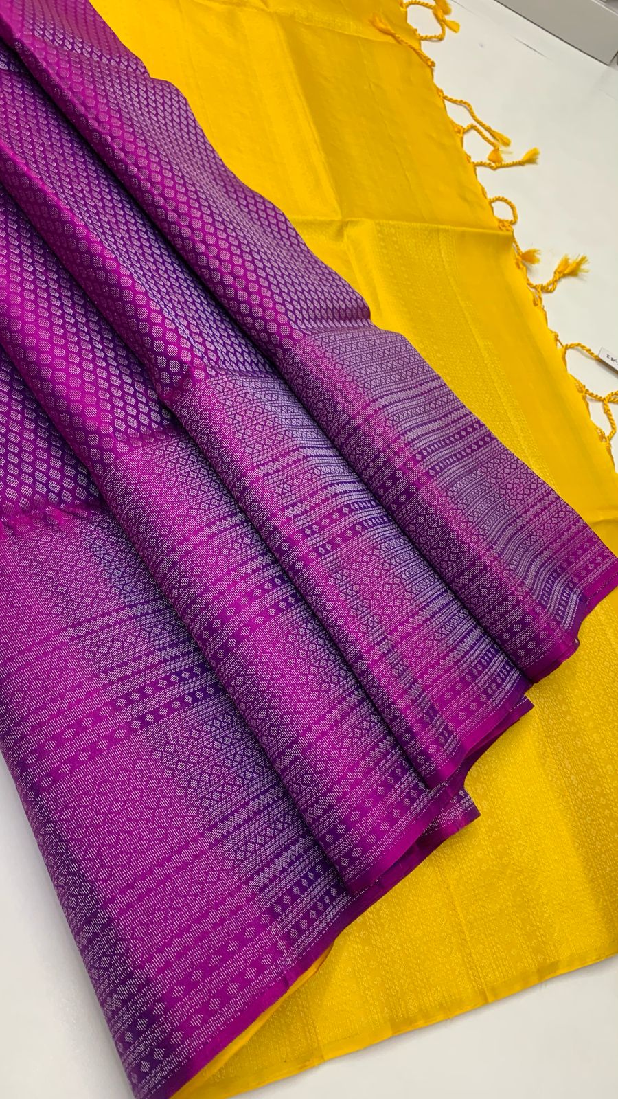 Classic Fuchsia Pink & Yellow Elegance Handloom Soft Silk Saree SS24646