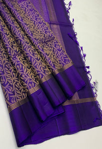 Classic Russian Violet Elegance Handloom Soft Silk Saree SS24649