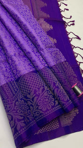 Classic Violet Lavender Elegance Handloom Soft Silk Saree SS24653