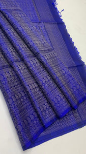 Classic Royal Blue Elegance Handloom Soft Silk Saree SS24656