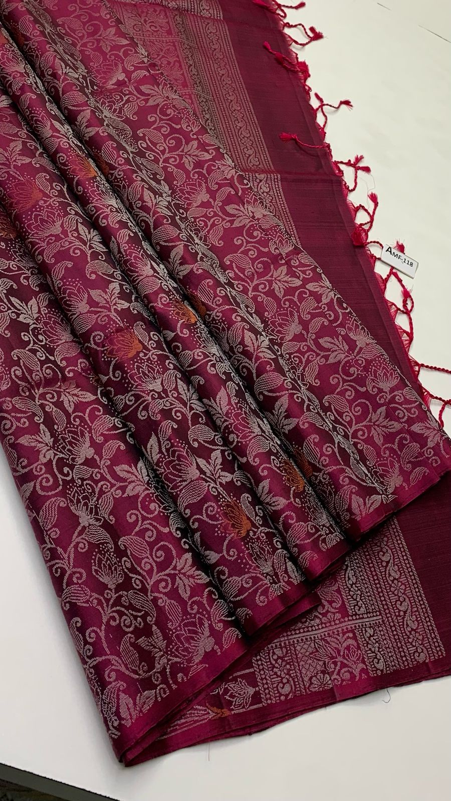 Classic Wine Red Elegance Handloom Soft Silk Saree SS24658