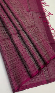 Classic Deep Wine Red Elegance Handloom Soft Silk Saree SS24635