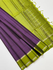 Classic Violet & Spring Green Elegance Handloom Soft Silk Saree SS24667