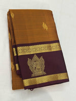 Load image into Gallery viewer, Classic Mustard &amp; Espresso Brown 1gm Zari Elegance Kanchipuram Handloom Silk Saree SS24660
