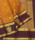 Load image into Gallery viewer, Classic Mustard &amp; Espresso Brown 1gm Zari Elegance Kanchipuram Handloom Silk Saree SS24660
