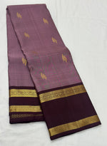 Load image into Gallery viewer, Classic Nude Pink &amp; Espresso Brown 1gm Zari Elegance Kanchipuram Handloom Silk Saree SS24659
