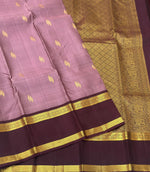 Load image into Gallery viewer, Classic Nude Pink &amp; Espresso Brown 1gm Zari Elegance Kanchipuram Handloom Silk Saree SS24659
