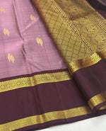 Load image into Gallery viewer, Classic Nude Pink &amp; Espresso Brown 1gm Zari Elegance Kanchipuram Handloom Silk Saree SS24659
