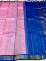 Load image into Gallery viewer, Classic Baby Pink &amp; Royal Blue 2gm Zari Korvai Elegance Kanchipuram Handloom Silk Saree SS24802
