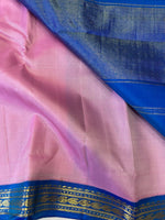 Load image into Gallery viewer, Classic Baby Pink &amp; Royal Blue 2gm Zari Korvai Elegance Kanchipuram Handloom Silk Saree SS24802
