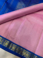 Load image into Gallery viewer, Classic Baby Pink &amp; Royal Blue 2gm Zari Korvai Elegance Kanchipuram Handloom Silk Saree SS24802
