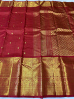 Load image into Gallery viewer, Classic Dark Pink 2gm Zari Vaira Oosi Checks Bridal Elegance Kanchipuram Handloom Silk Saree SS24801
